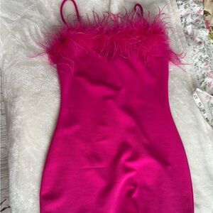 Pink Strapless Bodycon Midi Dress